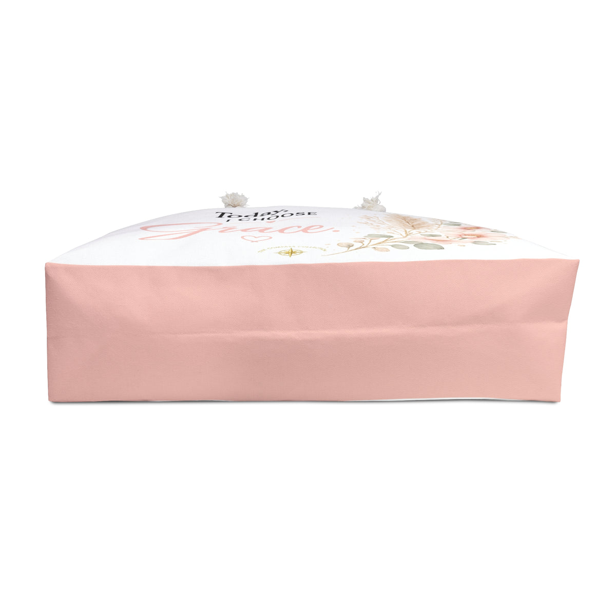 Pink bottom detail of Today, I Choose Grace oversized tote bag
