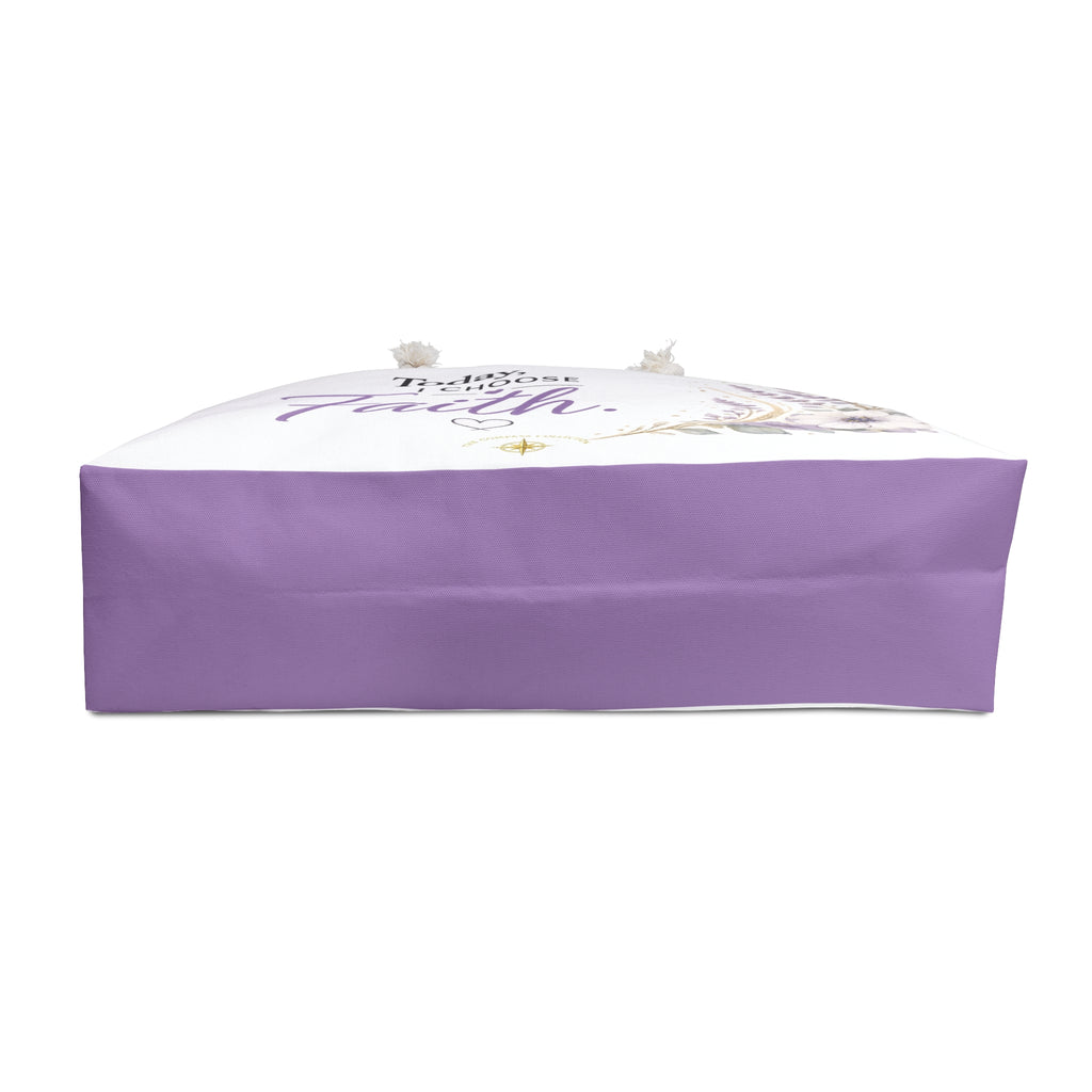 Lavender bottom detail of Today, I Choose Faith oversized tote bag