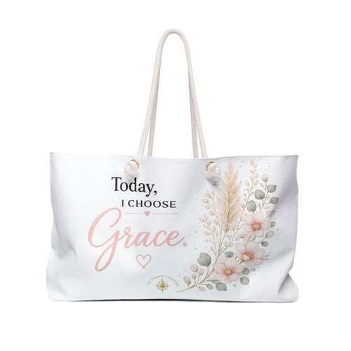 Today, I Choose Grace faith-inspired floral oversized tote bag by The Compass Collection
